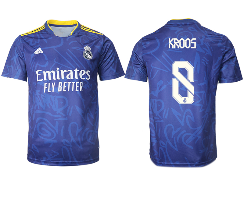 Men 2021-2022 Club Real Madrid away aaa version blue #8 Soccer Jersey